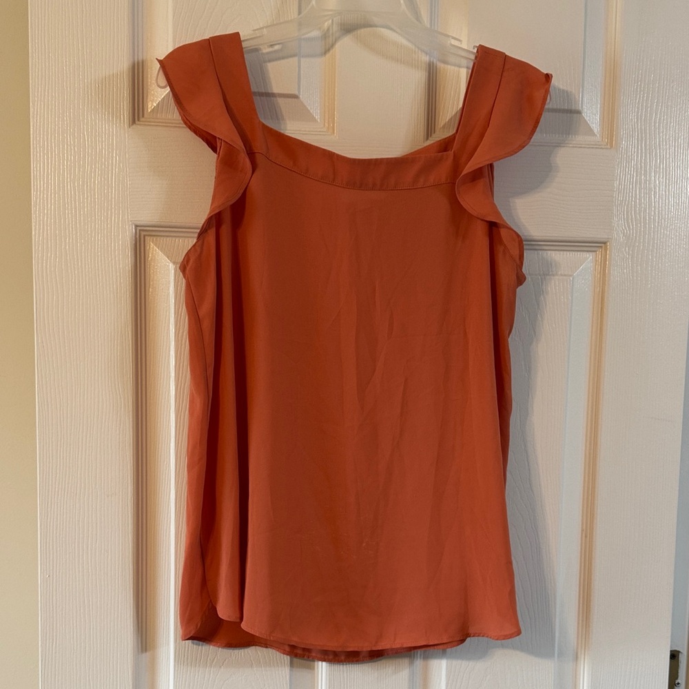LOFT Ruffle Sleeve Blouse - Warm Orange